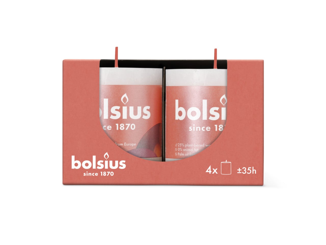 Bolsius Stumpenkerze Rustik Ø 6,8 x 8 cm wolkiges weiß 4er Pack Bild 2
