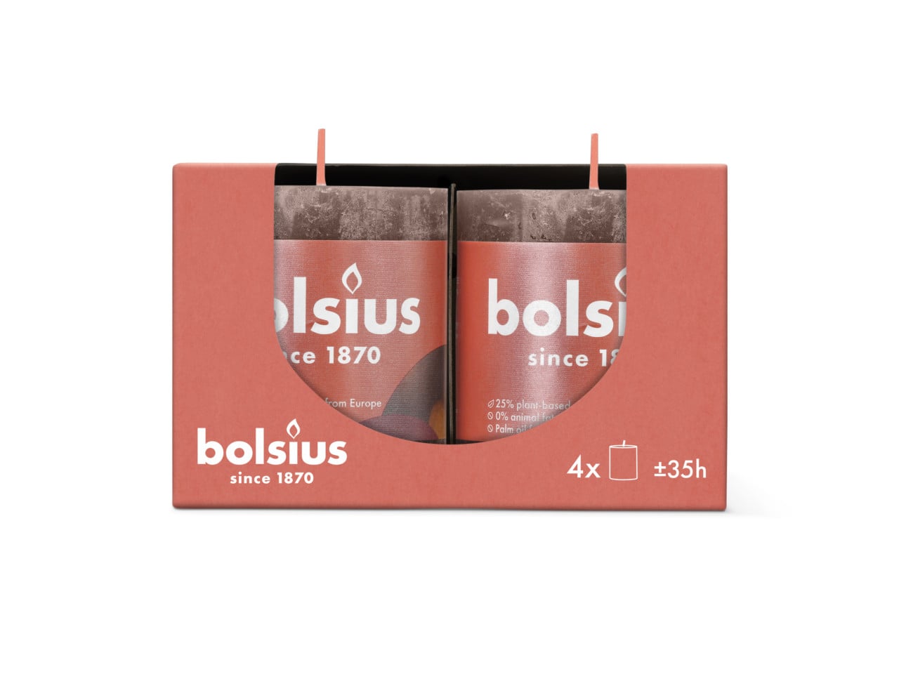 Bolsius Stumpenkerze Rustik Ø 6,8 x 8 cm rustikales taupe 4er Pack Bild 2