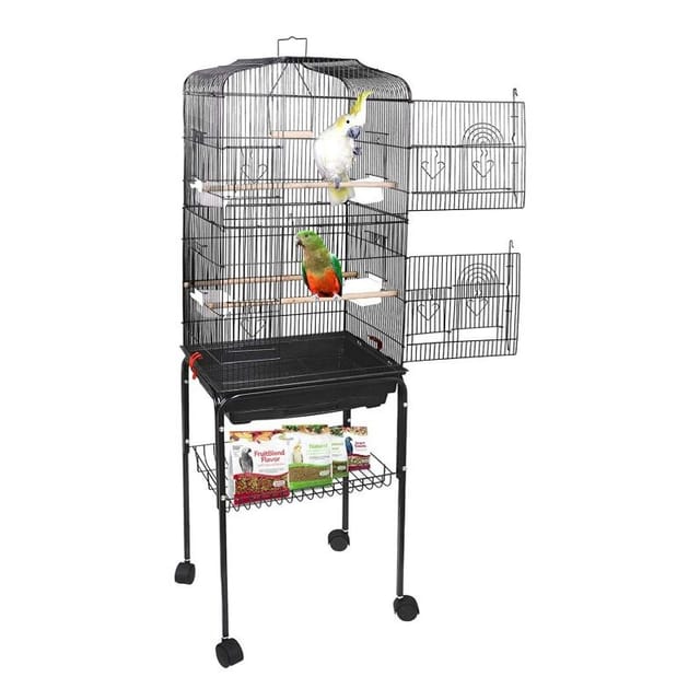 Skecten - Vogelkäfig Vogelvoliere Wellensittichkäfig Käfig Vogelbauer Voliere Vogelhaus Rahmen mit 4 Rollen 46×35.3×150.6