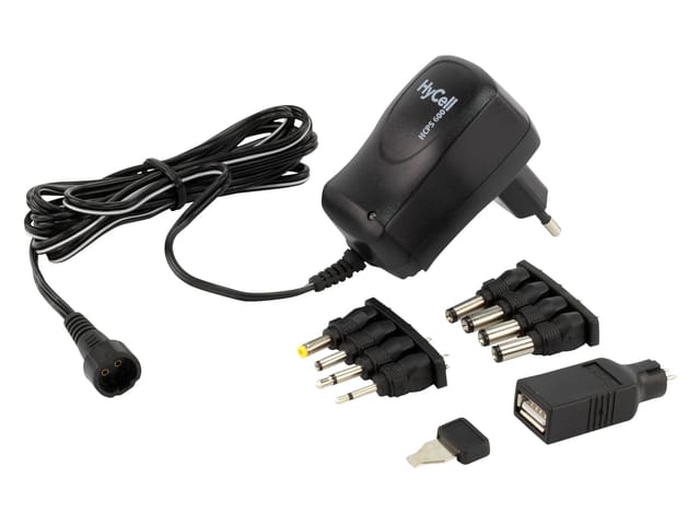 Hycell - 1201-0006 Steckernetzteil, einstellbar 3 v/dc, 4.5 v/dc, 5 v/dc, 6 v/dc, 7.5 v/dc, 9 v/dc, 12