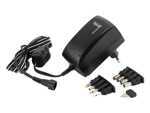 Hycell - 1201-0009 Steckernetzteil, einstellbar 3 v/dc, 4.5 v/dc, 5 v/dc, 6 v/dc, 7.5 v/dc, 9 v/dc, 12