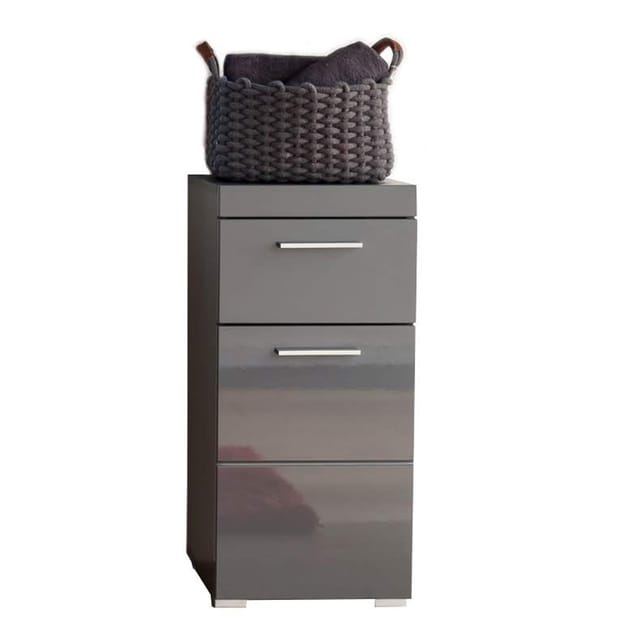 Lomadox - Badezimmer Schrank ALTENA-19 in Grau Hochglanz, b/h/t: ca. 37/79/31 cm