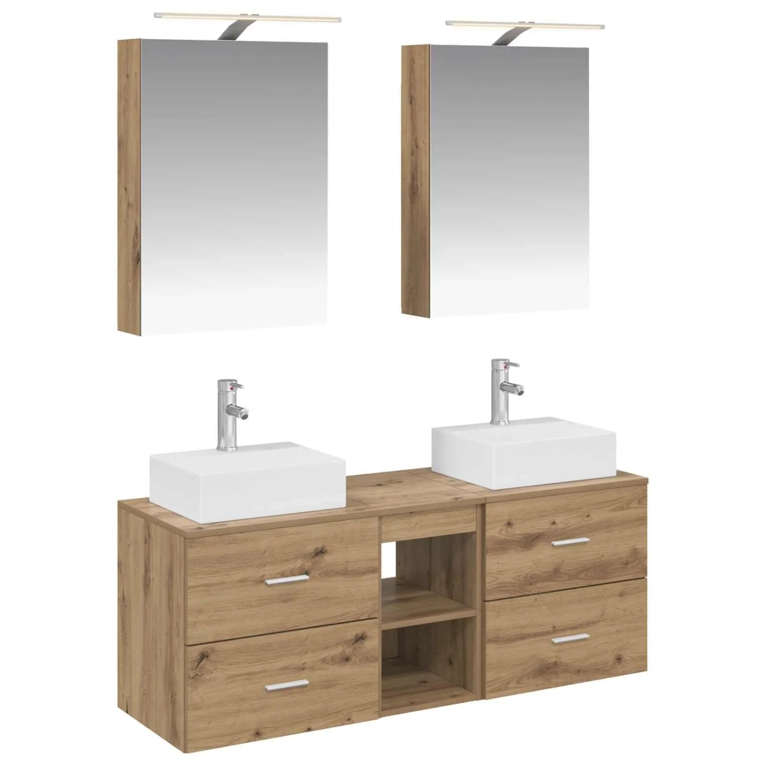 vidaXL Badezimmermöbel-Set 5-Tlg Artisan-Eiche Ingenieurholz und Glas 3406798