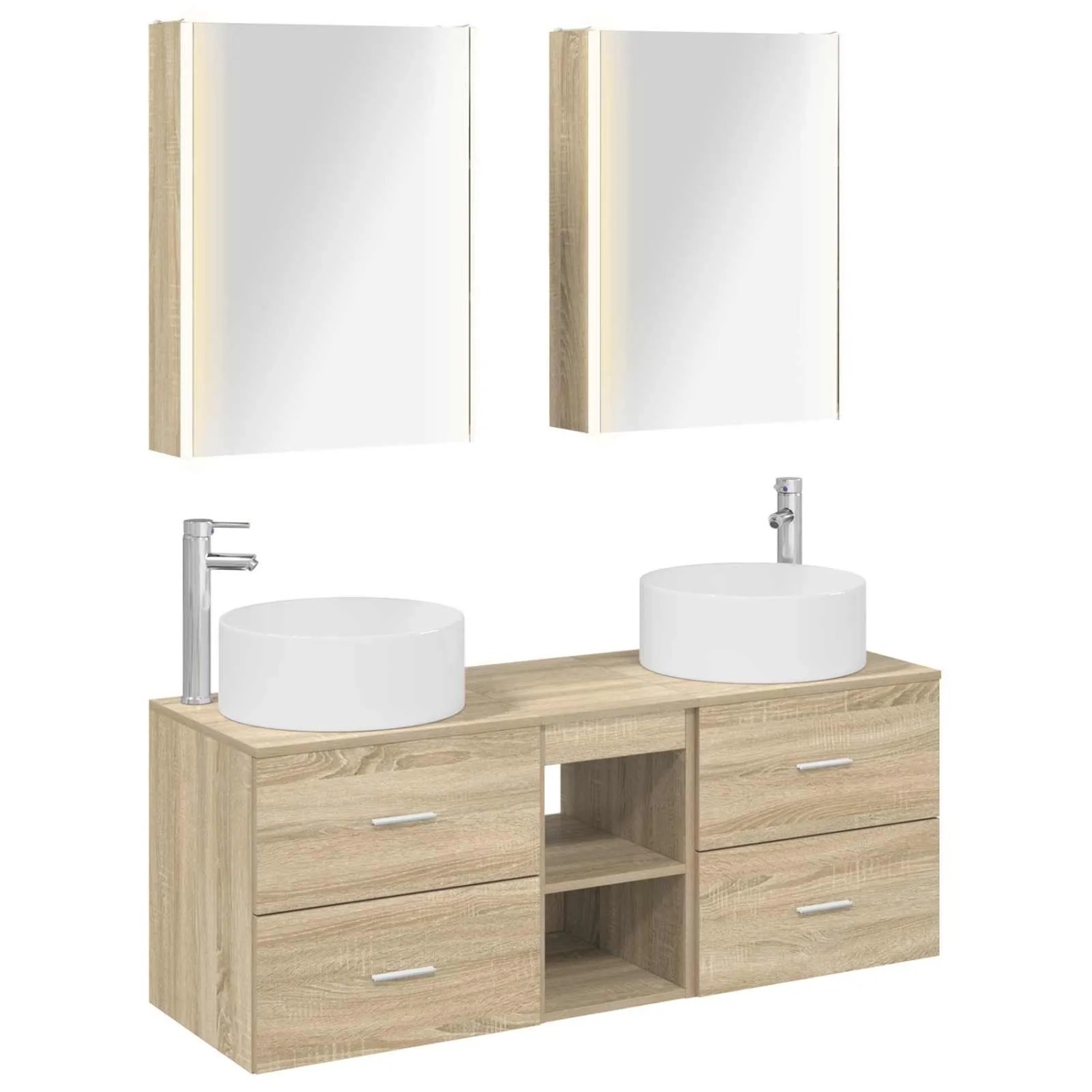 vidaXL Badezimmermöbel-Set 5-Tlg Sonoma-Eiche Ingenieurholz und Glas 3407089