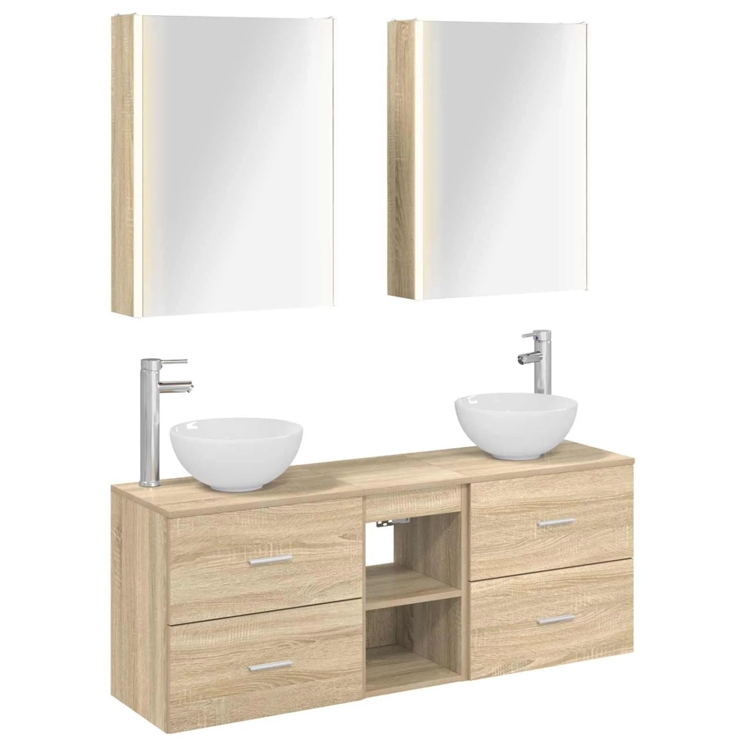 vidaXL Badezimmerschrank-Set 5-Tlg Sonoma-Eiche 53 x 15,5 x 70 cm 3406689