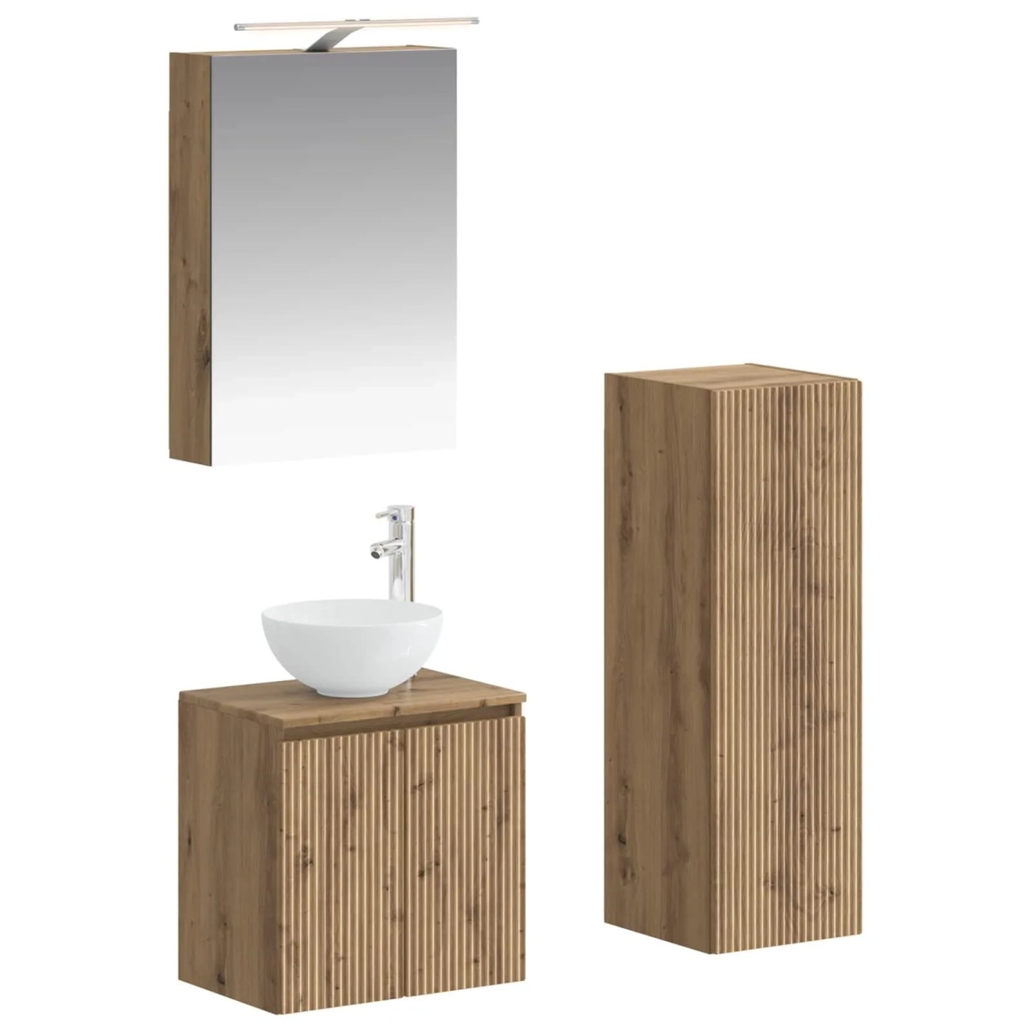 vidaXL Badezimmermöbel-Set 4-Tlg Artisan-Eiche Ingenieurholz und Glas 3407414