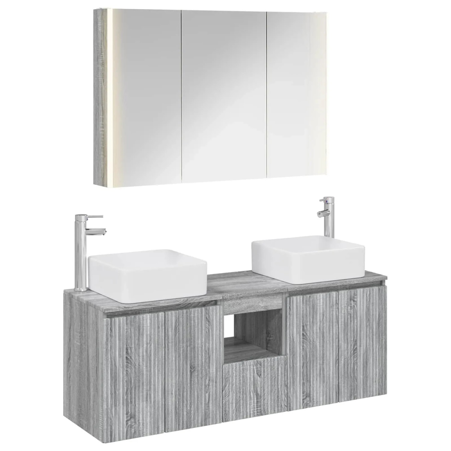 vidaXL Badezimmerschrank-Set 4-Tlg Grau Sonoma Holzwerkstoff 3406388