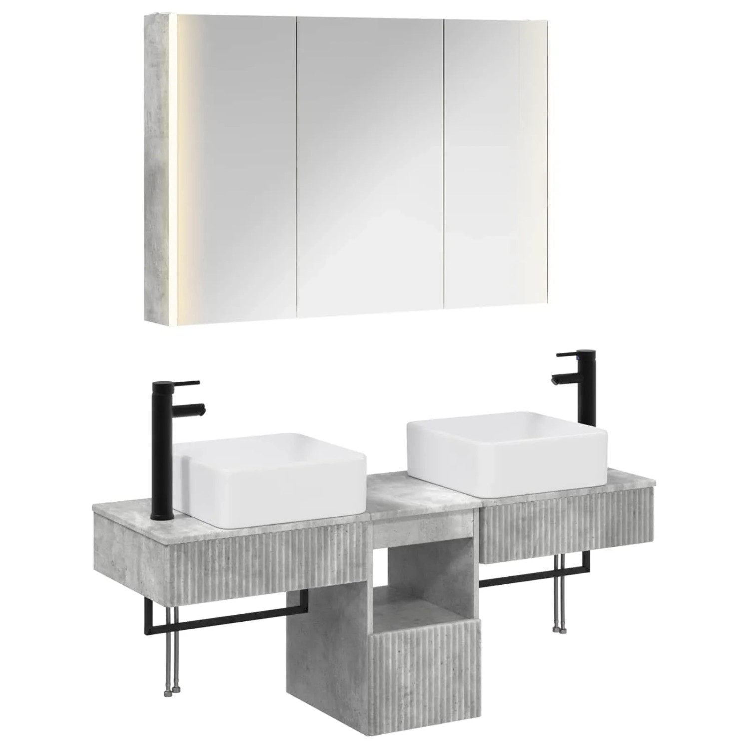 vidaXL Badezimmerschrank-Set 4-Tlg Betongrau 103,5 x 15,5 x 70 cm 3406306