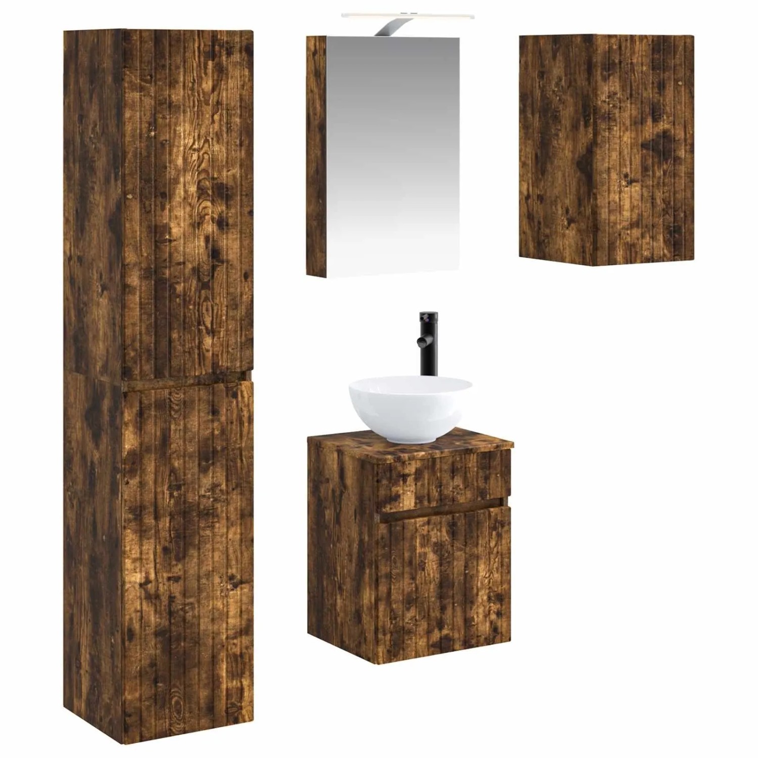 vidaXL Badezimmerschrank-Set 5-Tlg Geräucherte Eiche 3407339