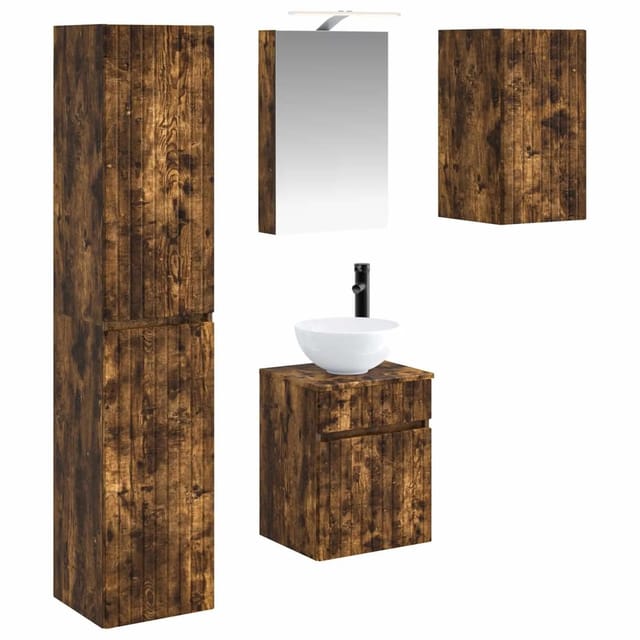 vidaXL Badezimmerschrank-Set 5-Tlg Geräucherte Eiche 3407339