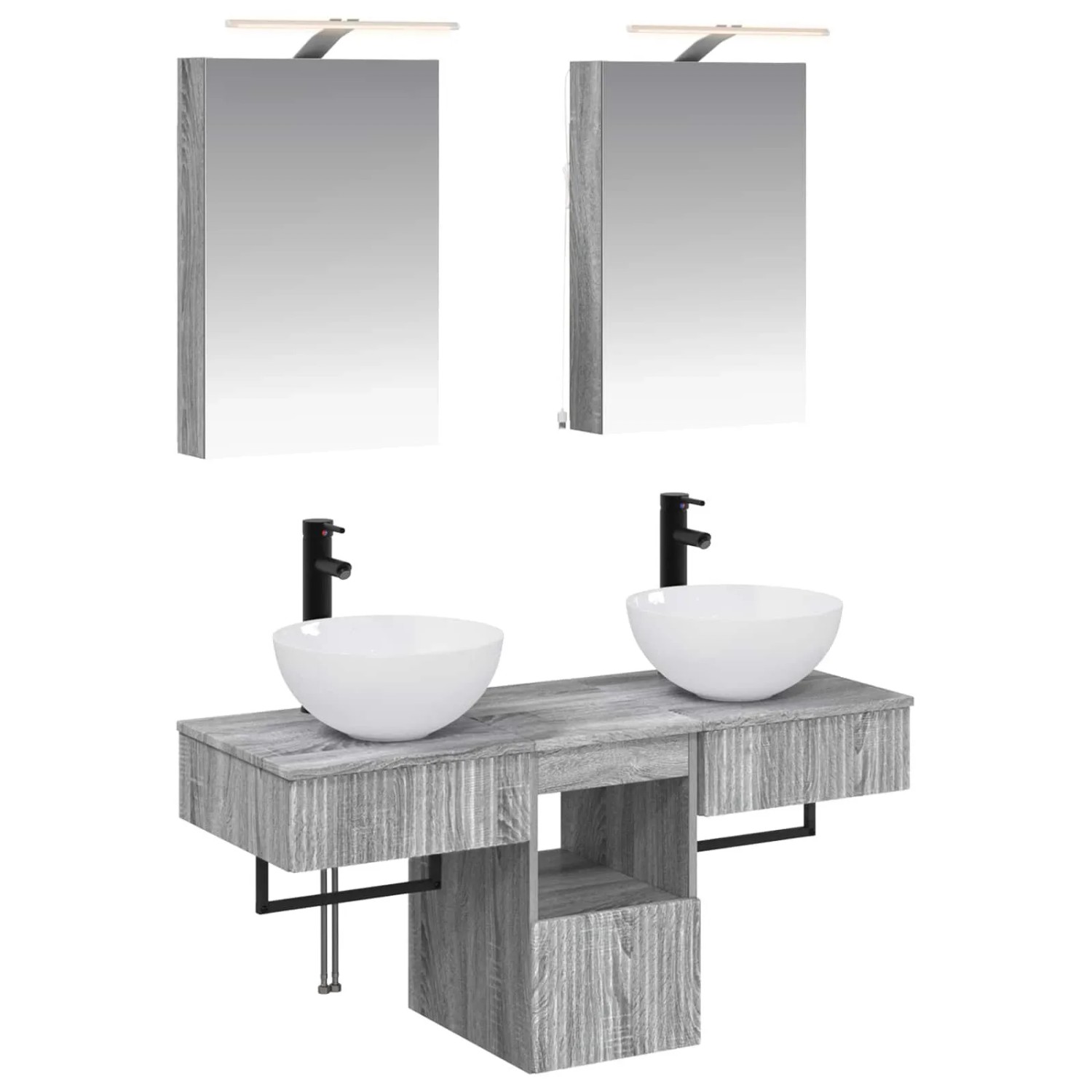 vidaXL Badezimmerschrank-Set 5-Tlg Grau Sonoma 40 x 10,5 x 60,5 cm 3406276