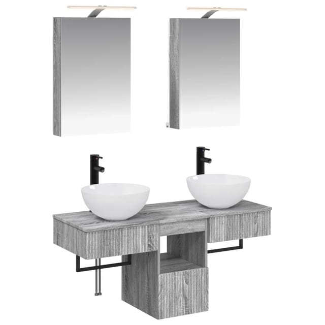 vidaXL Badezimmerschrank-Set 5-Tlg Grau Sonoma 40 x 10,5 x 60,5 cm 3406276