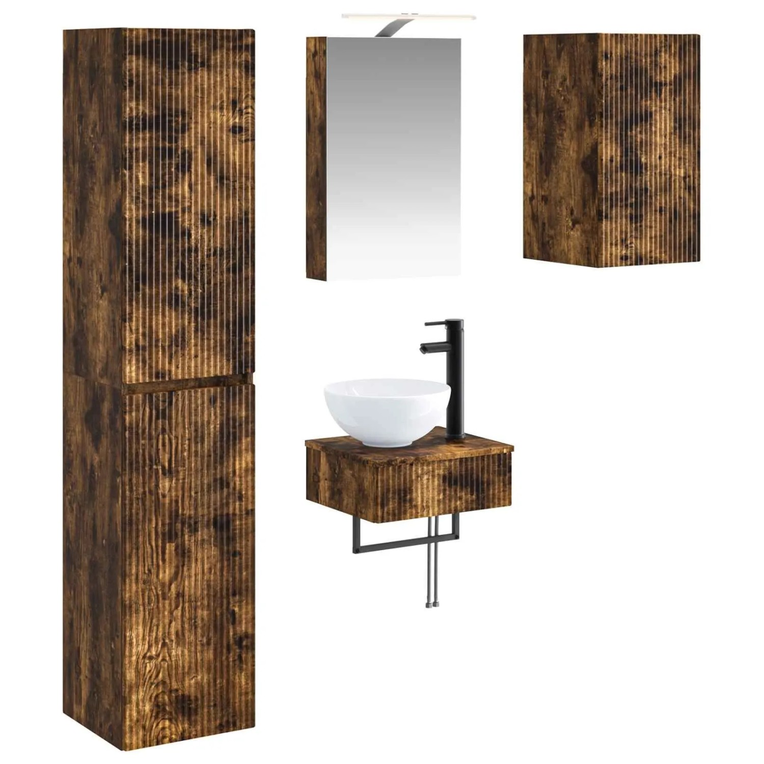 vidaXL Badezimmermöbel-Set 5-Tlg Geräucherte Eiche 3407243