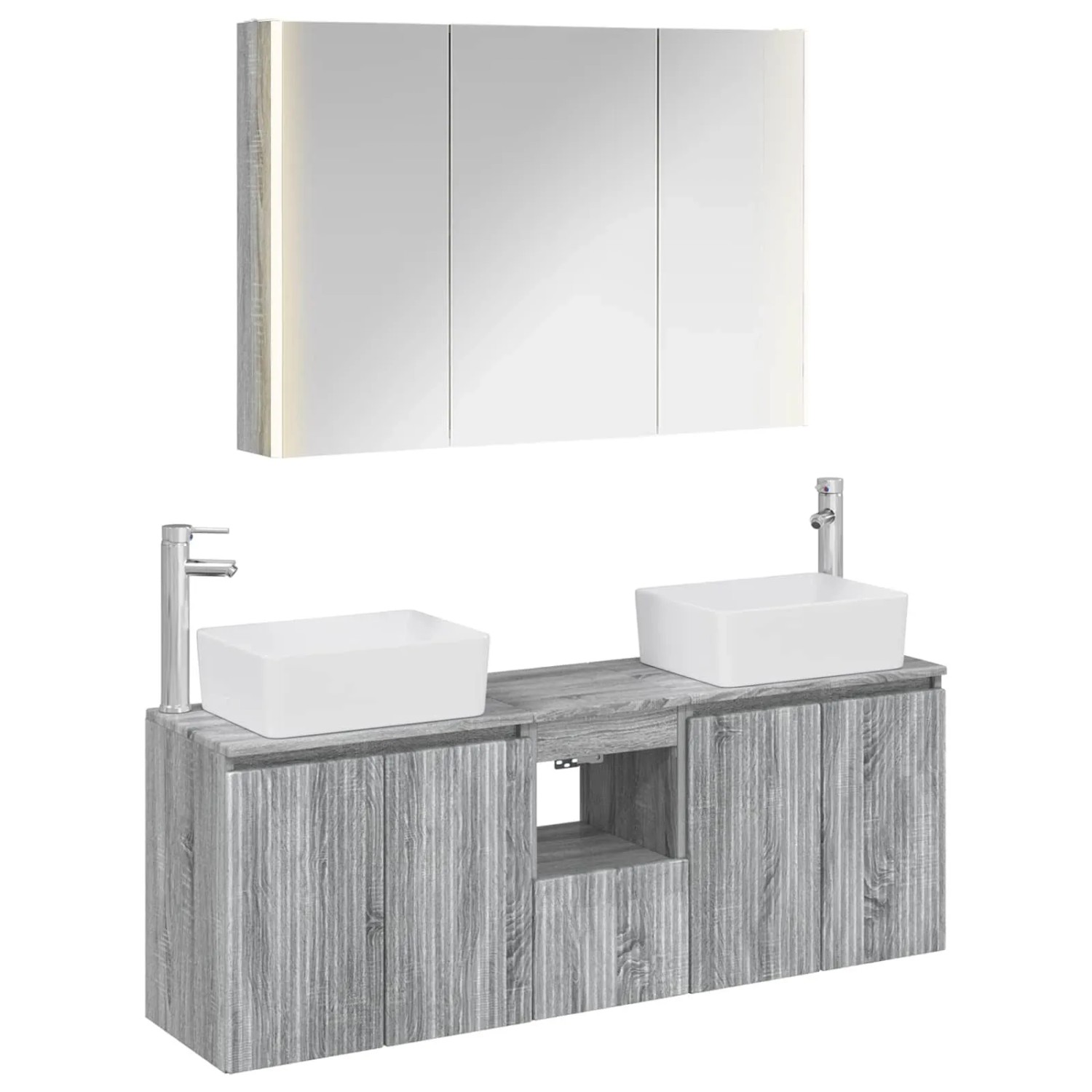 vidaXL Badezimmerschrank-Set 4-Tlg Grau Sonoma Holzwerkstoff 3406428