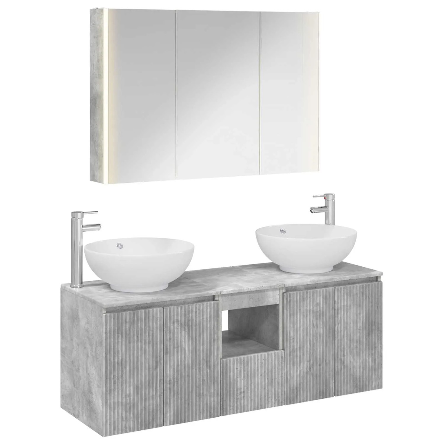 vidaXL Badezimmerschrank-Set 4-Tlg Betongrau Holzwerkstoff 3406506
