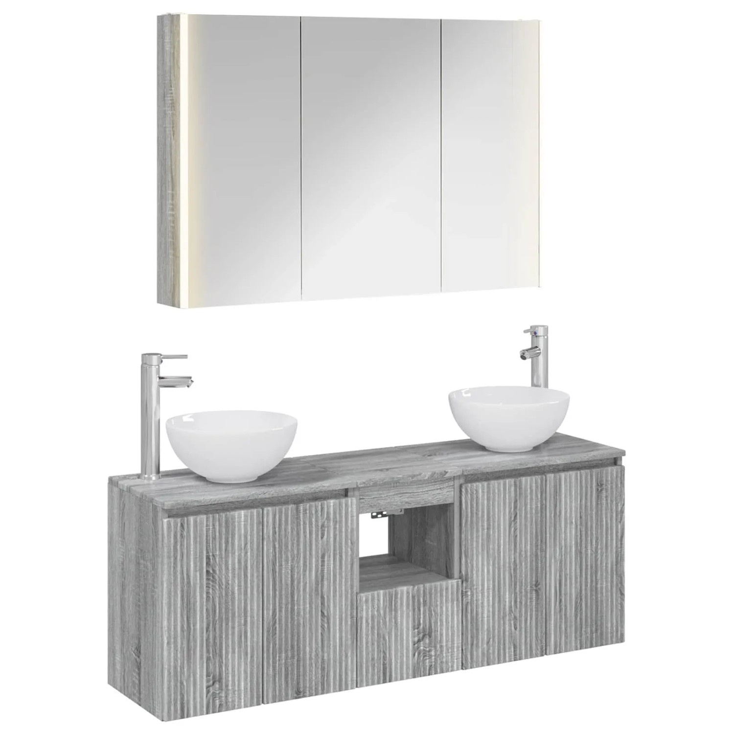 vidaXL Badezimmerschrank-Set 4-Tlg Grau Sonoma 103,5 x 15,5 x 70 cm 3406348