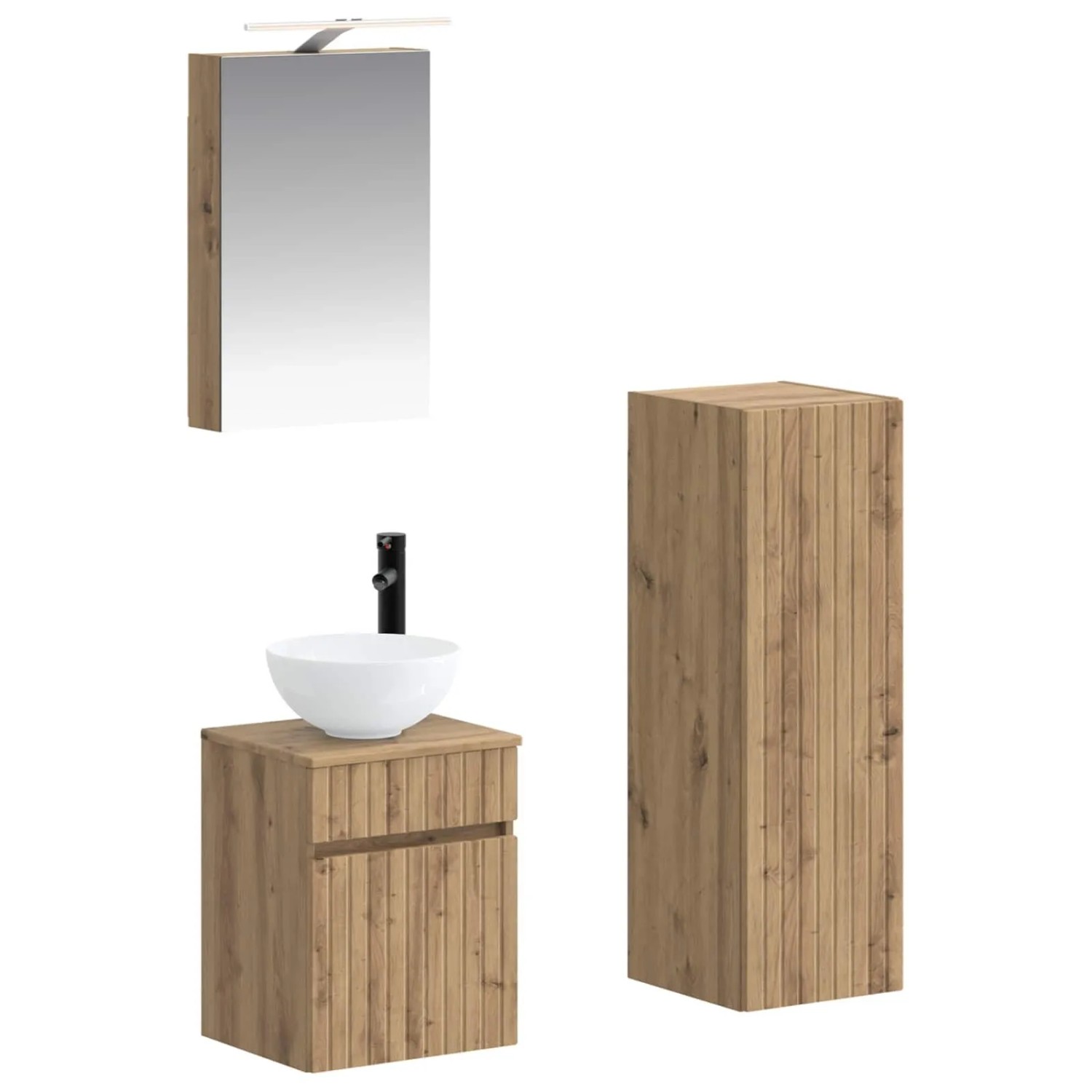 vidaXL Badezimmermöbel-Set 4-Tlg Artisan-Eiche Ingenieurholz und Glas 3407462