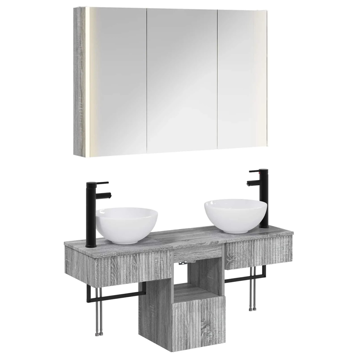 vidaXL Badezimmerschrank-Set 4-Tlg Grau Sonoma 103,5 x 15,5 x 70 cm 3406268