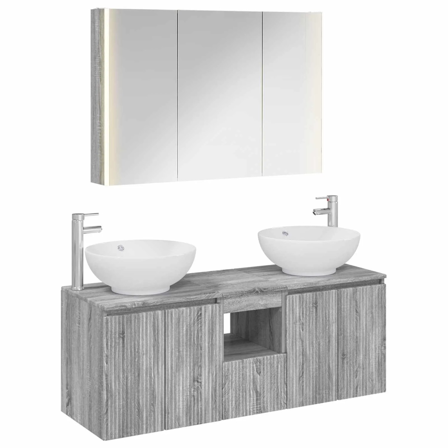 vidaXL Badezimmerschrank-Set 4-Tlg Grau Sonoma Holzwerkstoff 3406508