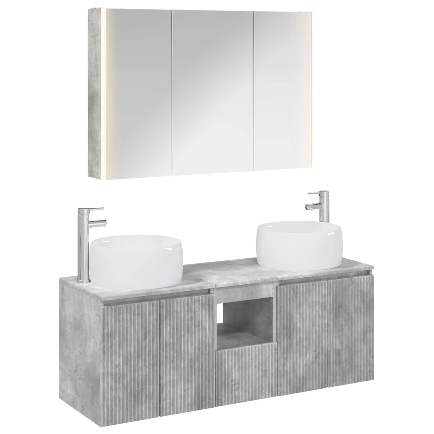 vidaXL Badezimmerschrank-Set 4-Tlg Betongrau Holzwerkstoff 3406546