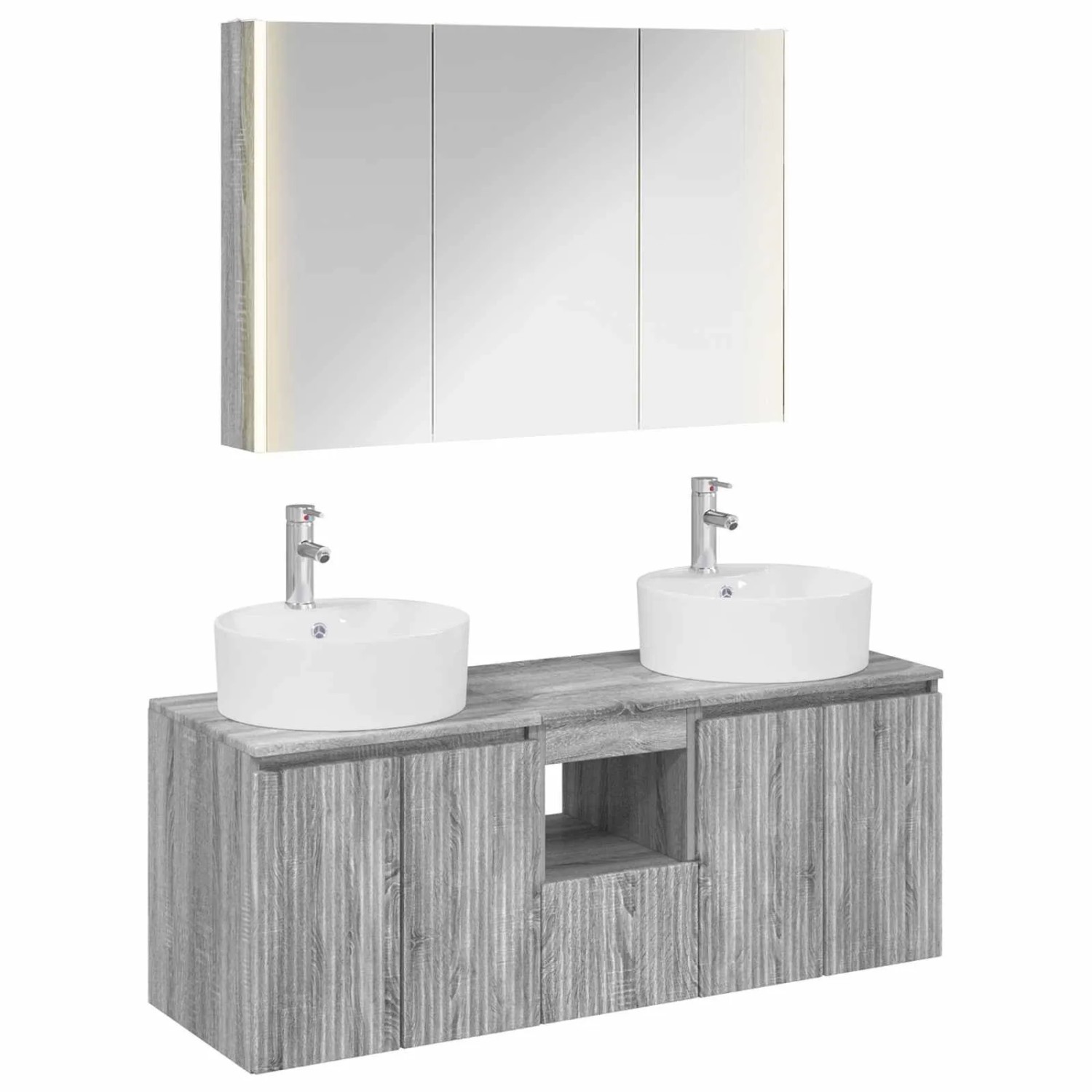 vidaXL Badezimmerschrank-Set 4-Tlg Grau Sonoma Holzwerkstoff 3406468