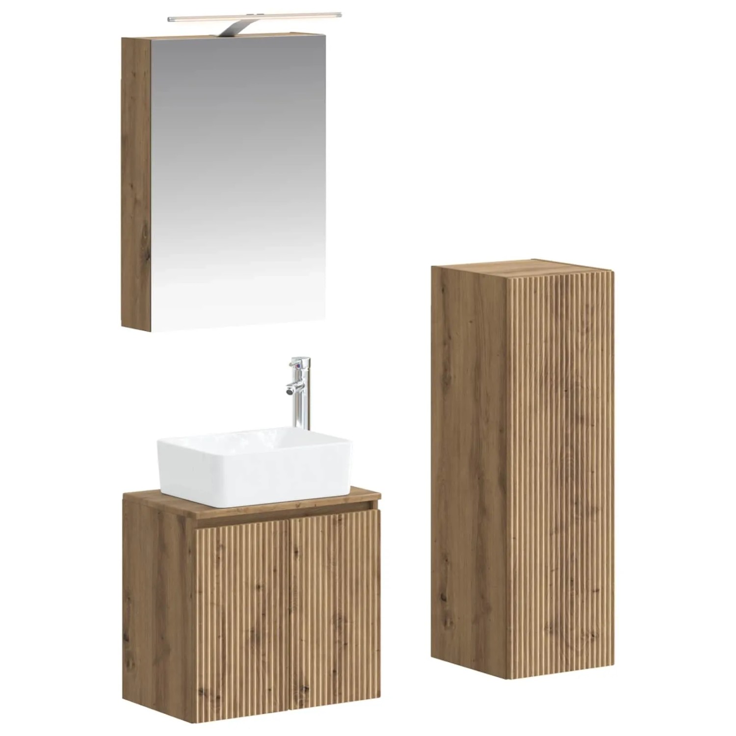 vidaXL Badezimmermöbel-Set 4-Tlg Artisan-Eiche Ingenieurholz und Glas 3407438