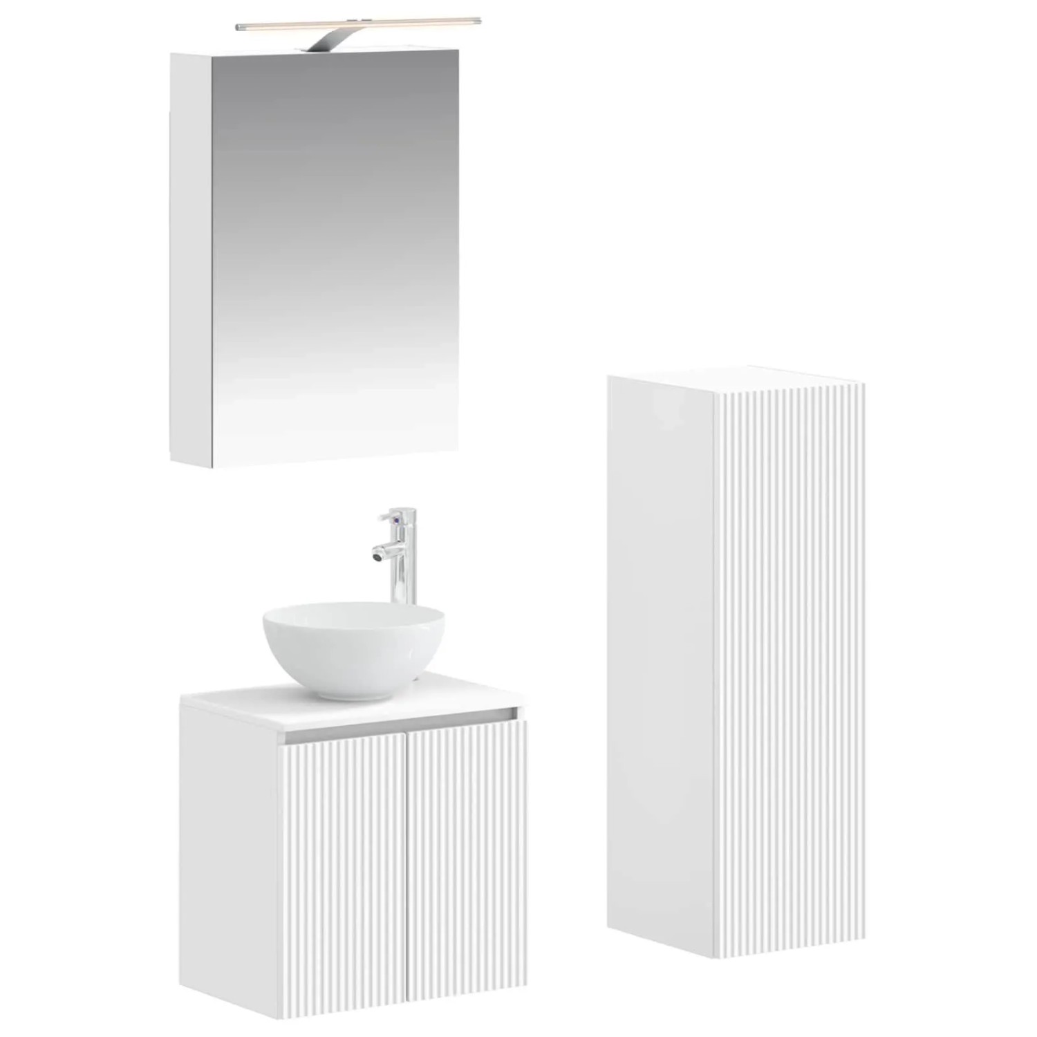 vidaXL Badezimmermöbel-Set 4-Tlg Weiß Ingenieurholz und Glas 3407407