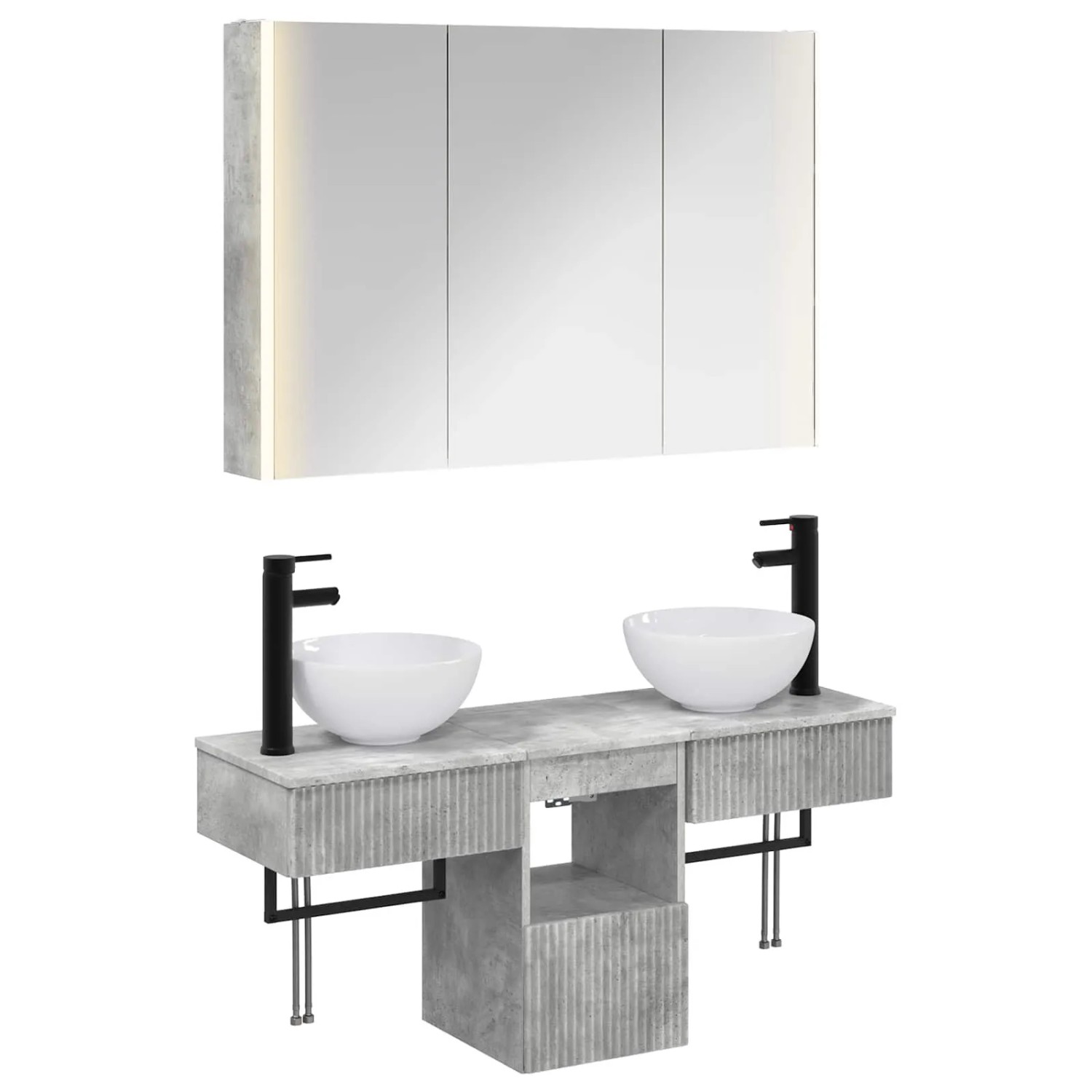 vidaXL Badezimmerschrank-Set 4-Tlg Betongrau 103,5 x 15,5 x 70 cm 3406266