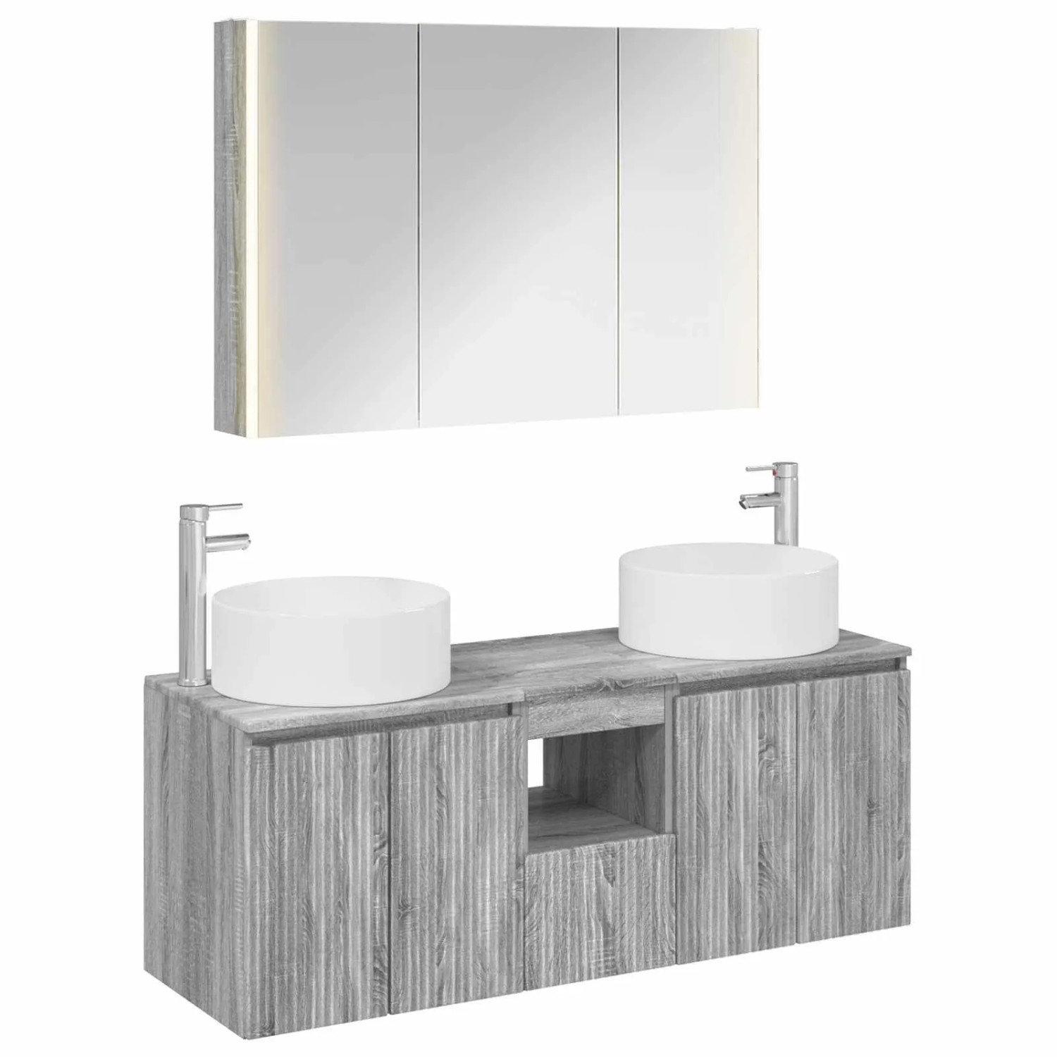 vidaXL Badezimmerschrank-Set 4-Tlg Grau Sonoma 103,5 x 15,5 x 70 cm 3406588