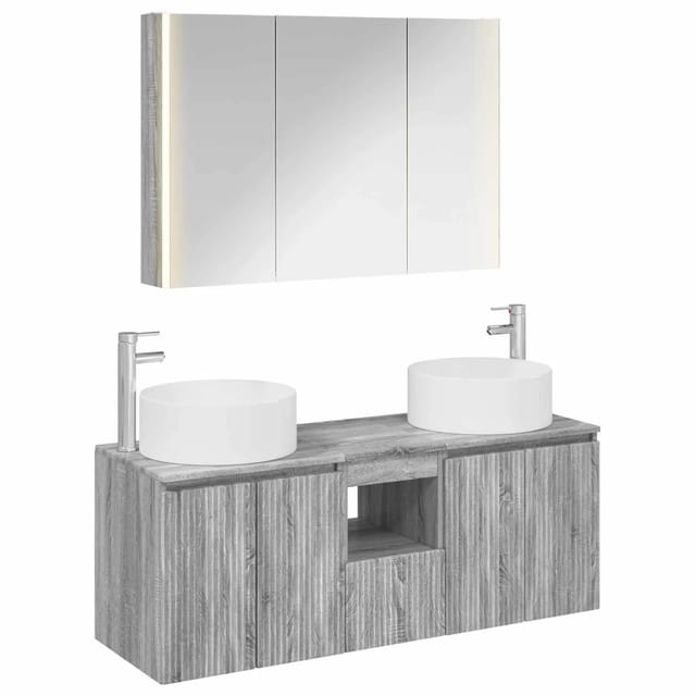 vidaXL Badezimmerschrank-Set 4-Tlg Grau Sonoma 103,5 x 15,5 x 70 cm 3406588
