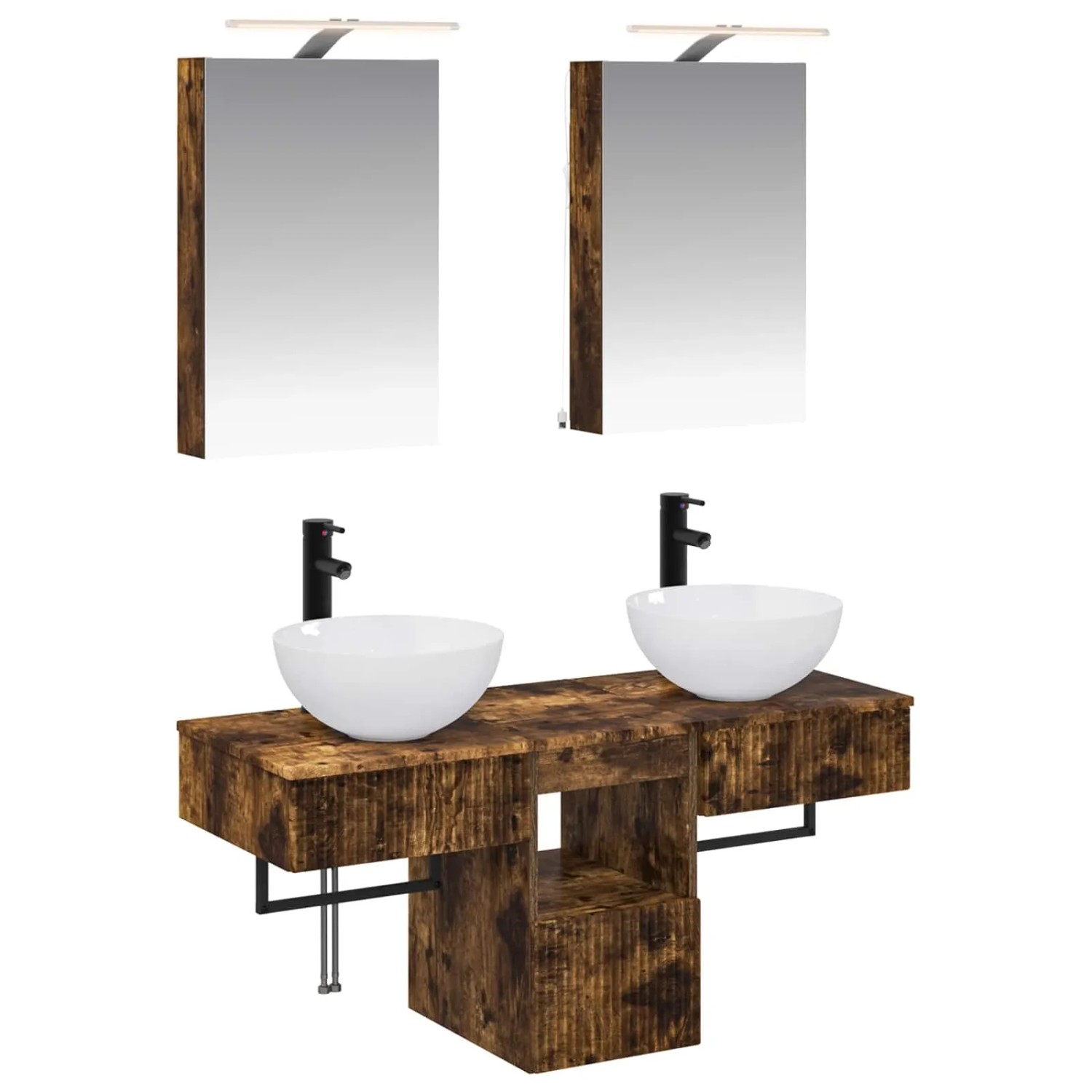 vidaXL Badezimmerschrank-Set 5-Tlg Geräucherte Eiche 3406275