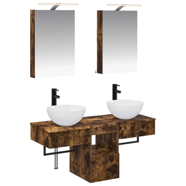 vidaXL Badezimmerschrank-Set 5-Tlg Geräucherte Eiche 3406275