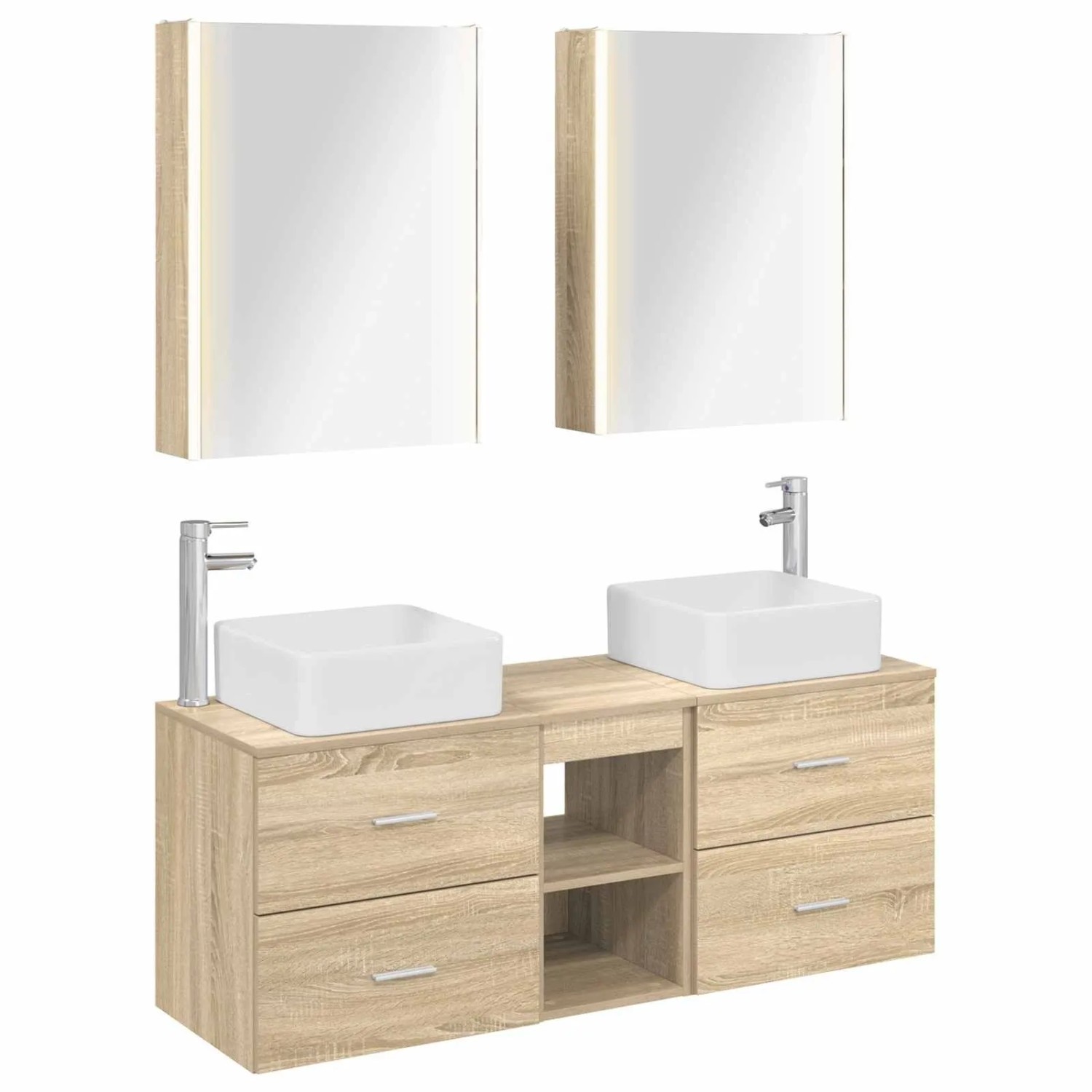 vidaXL Badezimmermöbel-Set 5-Tlg Sonoma-Eiche Ingenieurholz und Glas 3406769