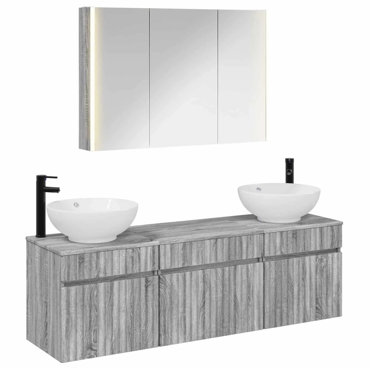 vidaXL Badezimmerschrank-Set 4-Tlg Grau Sonoma 103,5 x 15,5 x 70 cm 3406628