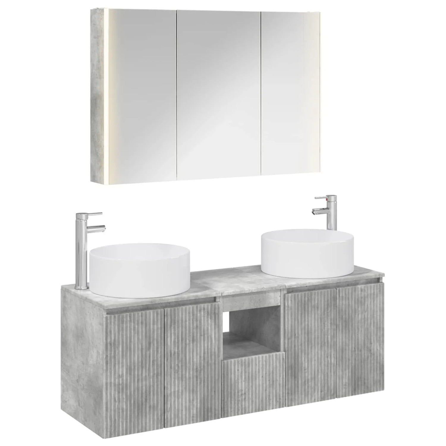 vidaXL Badezimmerschrank-Set 4-Tlg Betongrau 103,5 x 15,5 x 70 cm 3406586