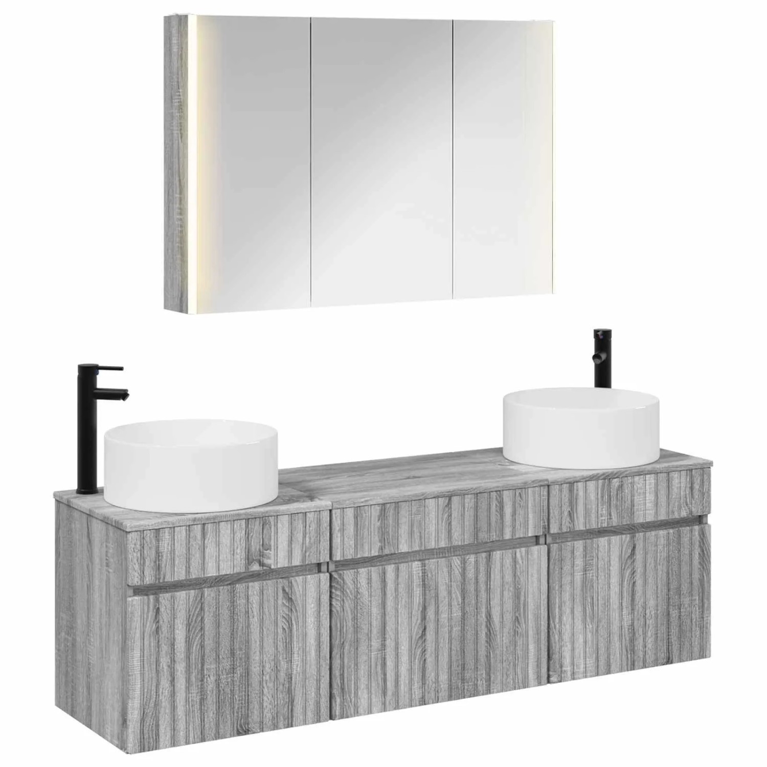 vidaXL Badezimmerschrank-Set 4-Tlg Grau Sonoma 103,5 x 15,5 x 70 cm 3406668