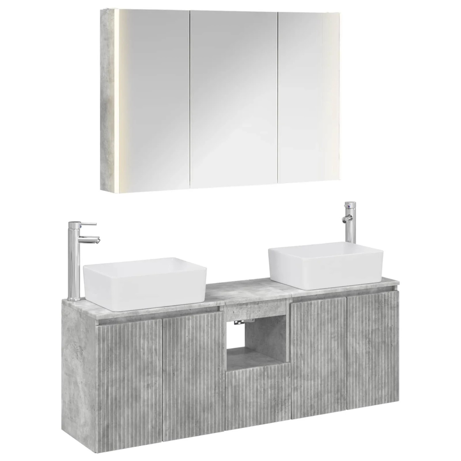 vidaXL Badezimmerschrank-Set 4-Tlg Betongrau Holzwerkstoff 3406426