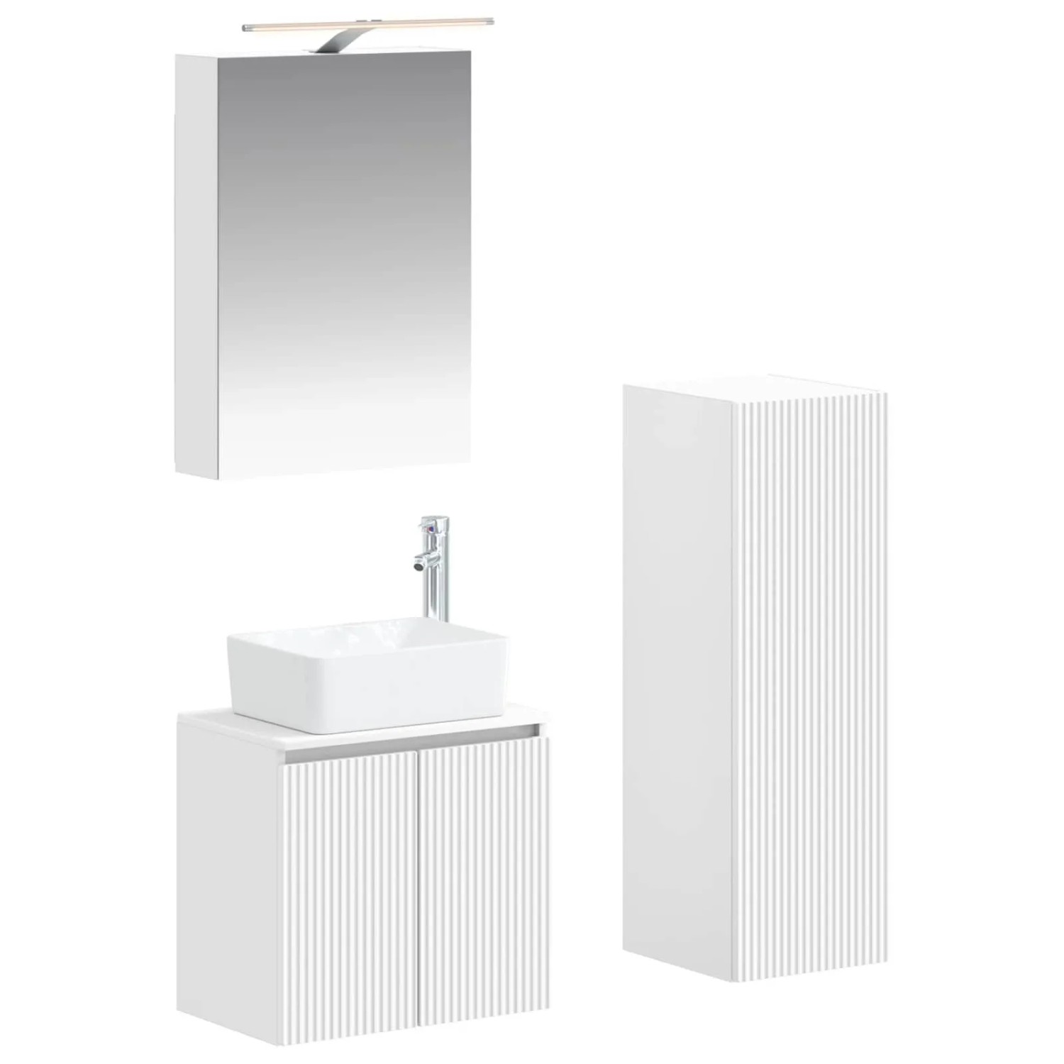 vidaXL Badezimmermöbel-Set 4-Tlg Weiß Ingenieurholz und Glas 3407431