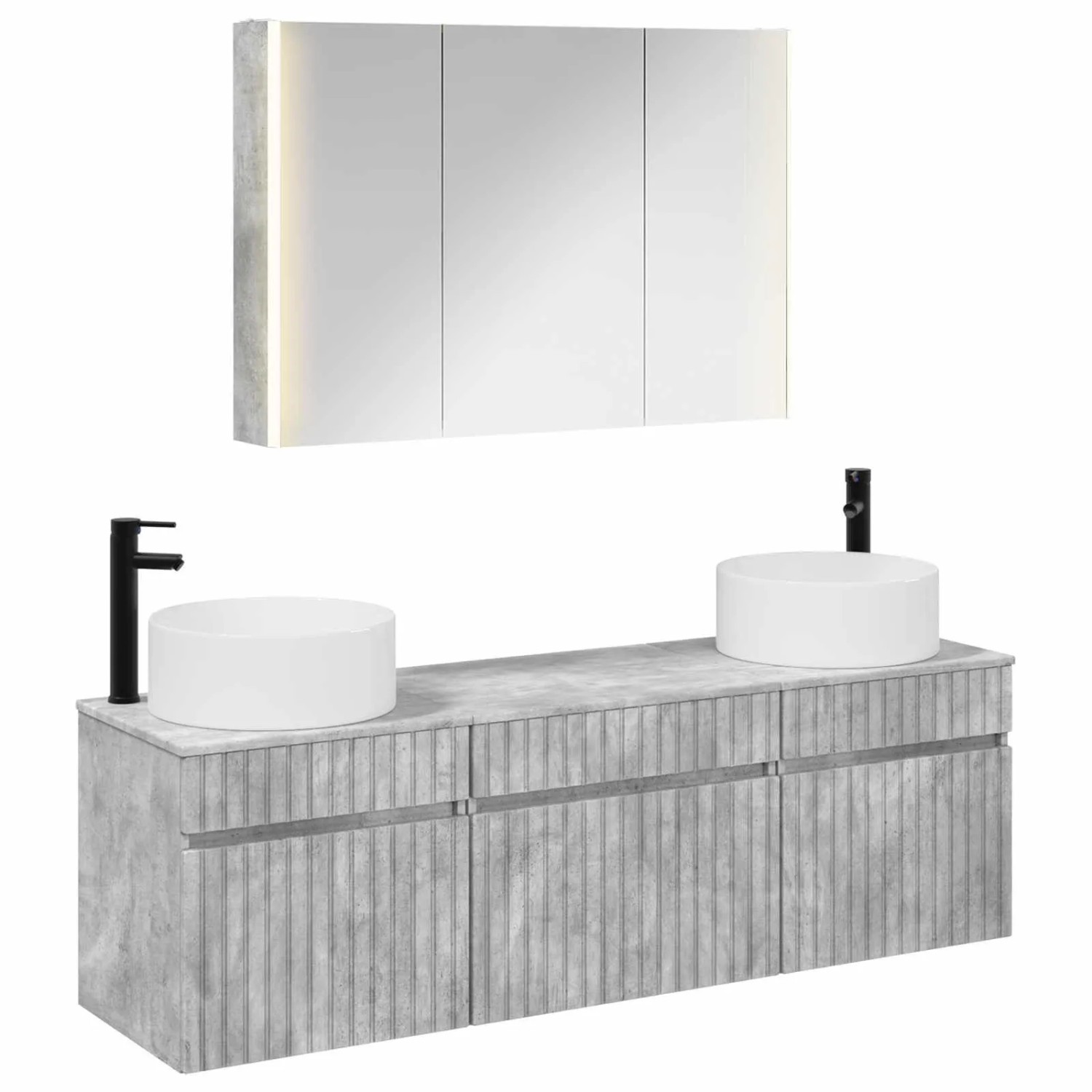 vidaXL Badezimmerschrank-Set 4-Tlg Betongrau 103,5 x 15,5 x 70 cm 3406666