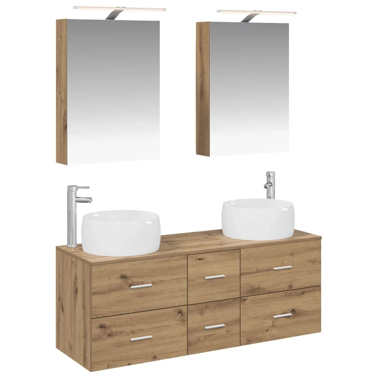 vidaXL Badezimmermöbel-Set 5-Tlg Artisan-Eiche Ingenieurholz und Glas 3407038