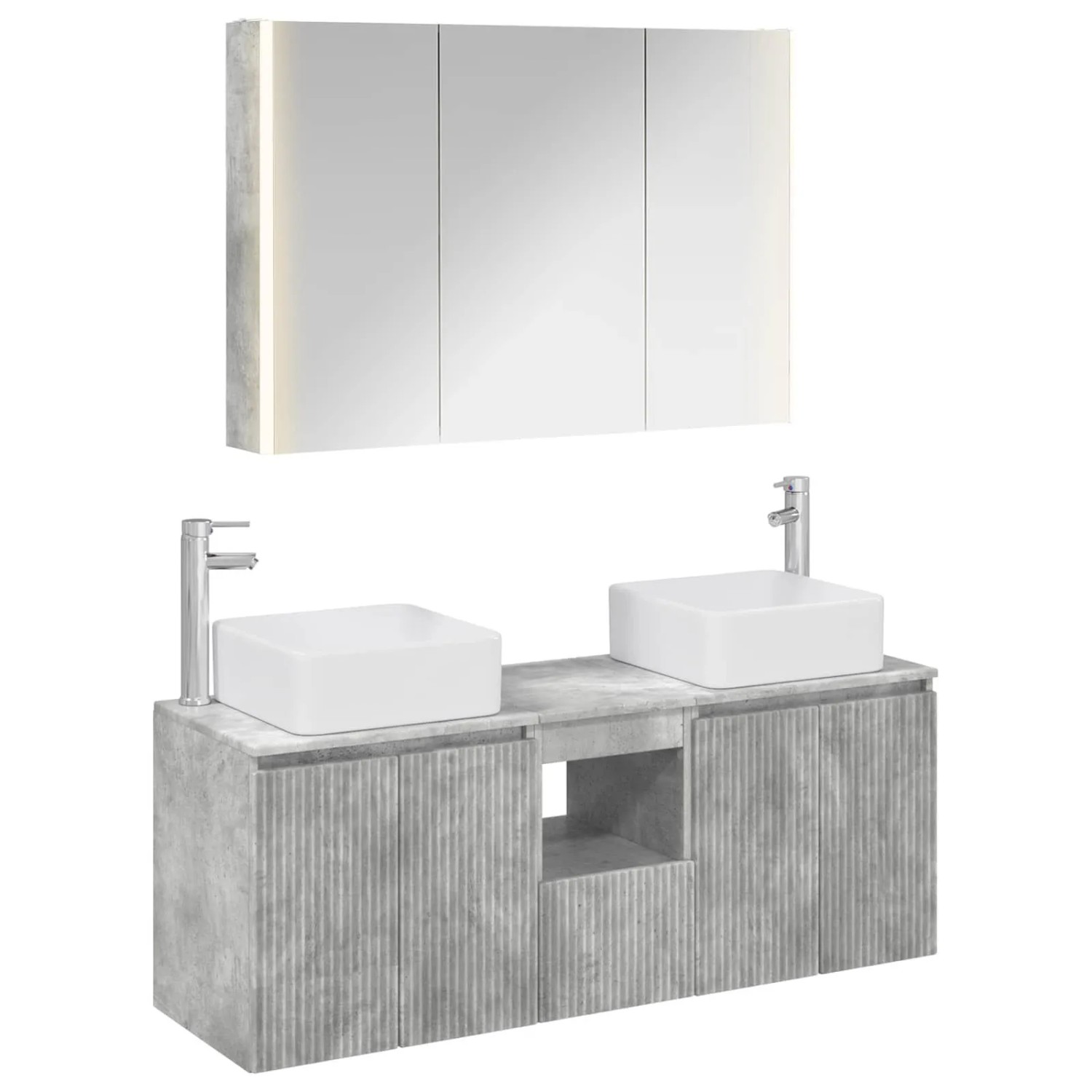 vidaXL Badezimmerschrank-Set 4-Tlg Betongrau Holzwerkstoff 3406386