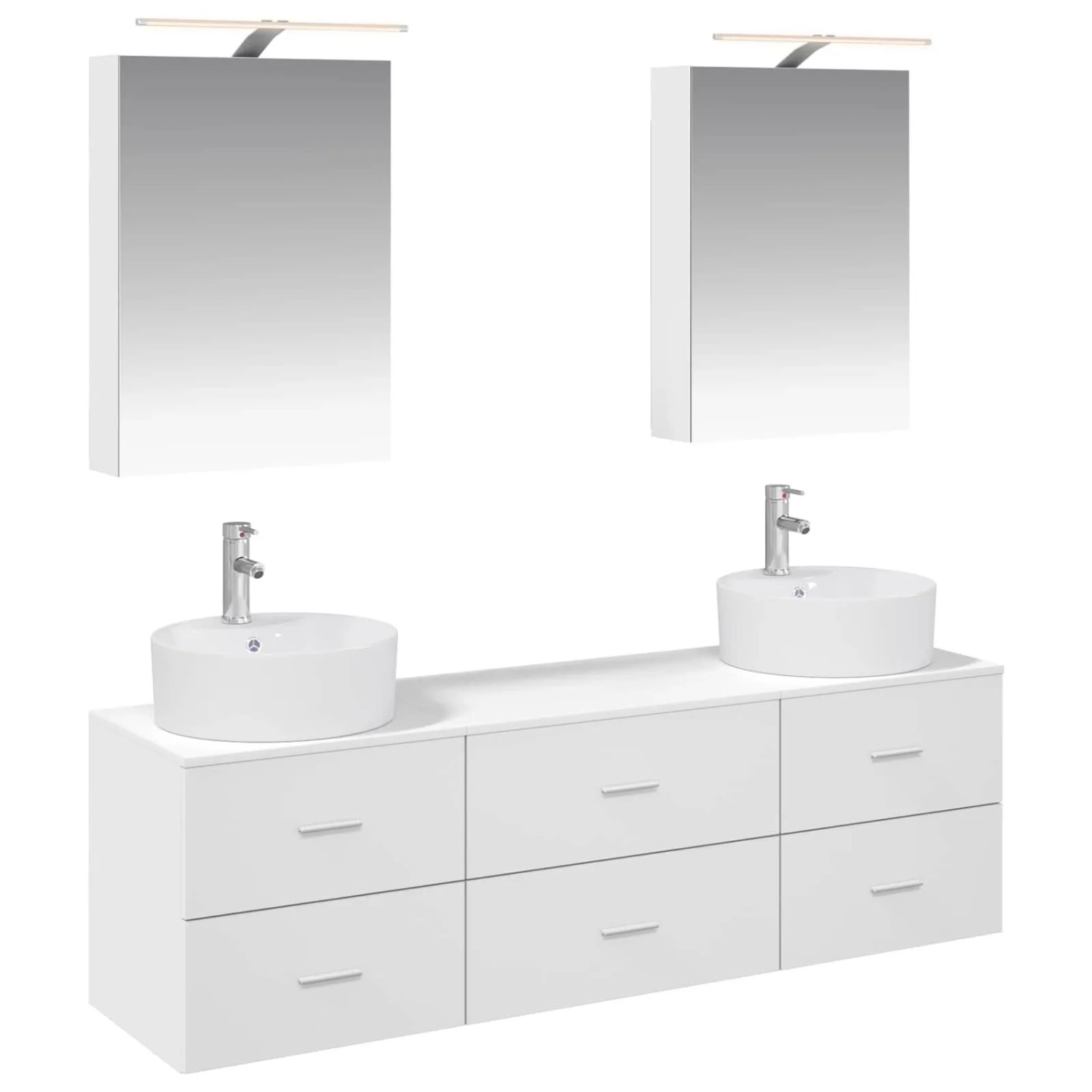vidaXL Badezimmermöbel-Set 5-Tlg Weiß Ingenieurholz und Glas 3406871