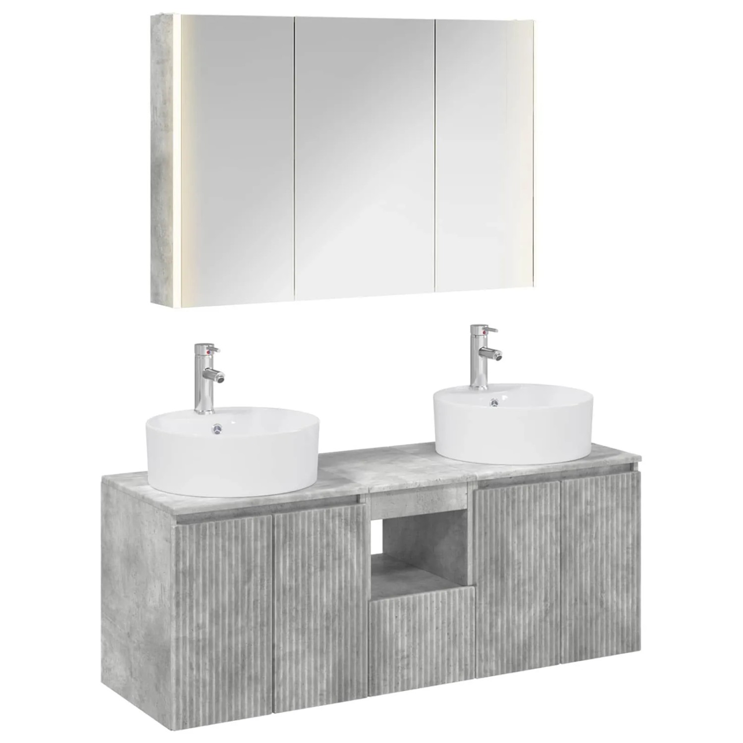 vidaXL Badezimmerschrank-Set 4-Tlg Betongrau Holzwerkstoff 3406466