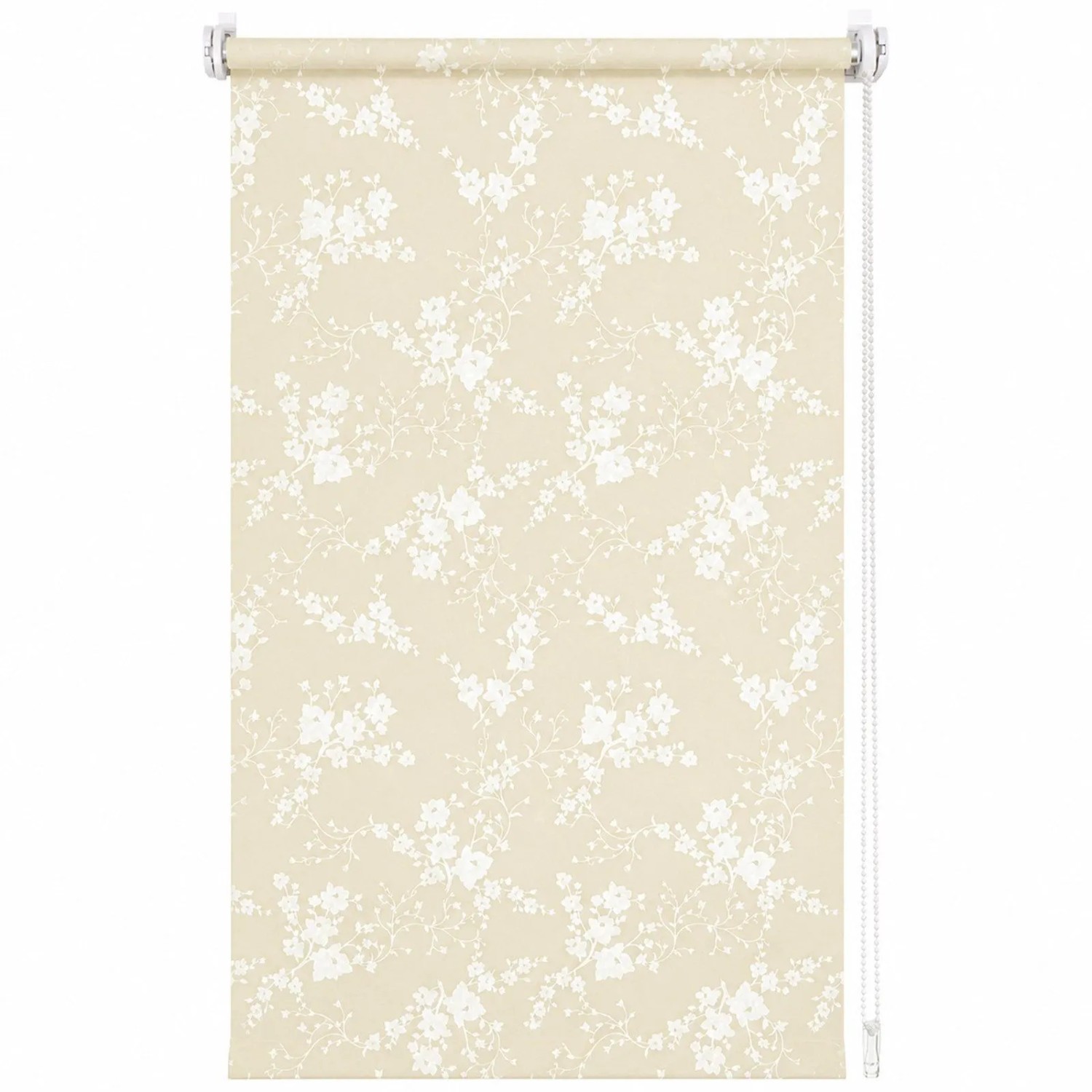 Sekey Rollo Seitenzugrollo ohne Bohren Blickdicht Sichtschutzrollo Blume Beige 80x150cm
