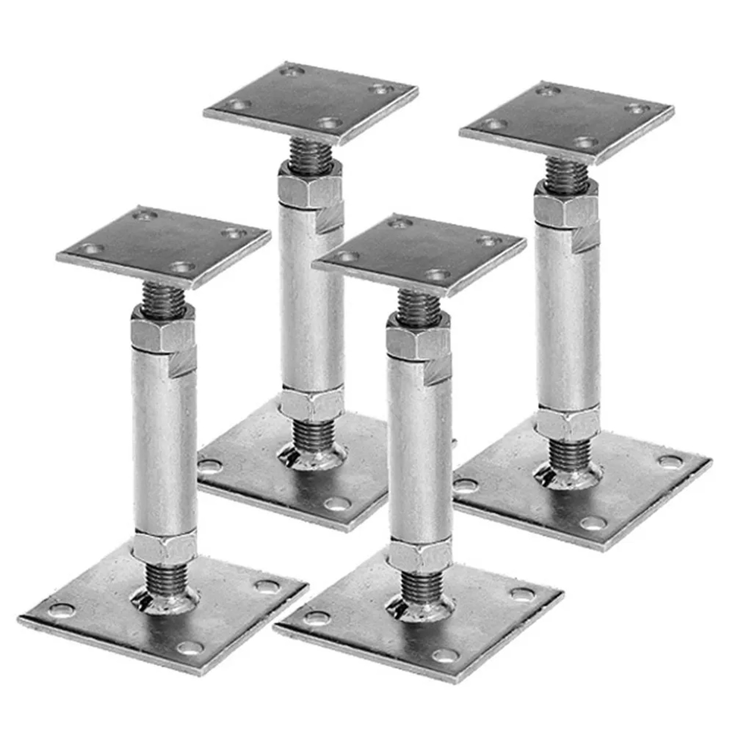 BigDean 4x GAH Pfostenträger Mit 2 Platten Verzinkt Aufdübelbar Höhenverstellbar