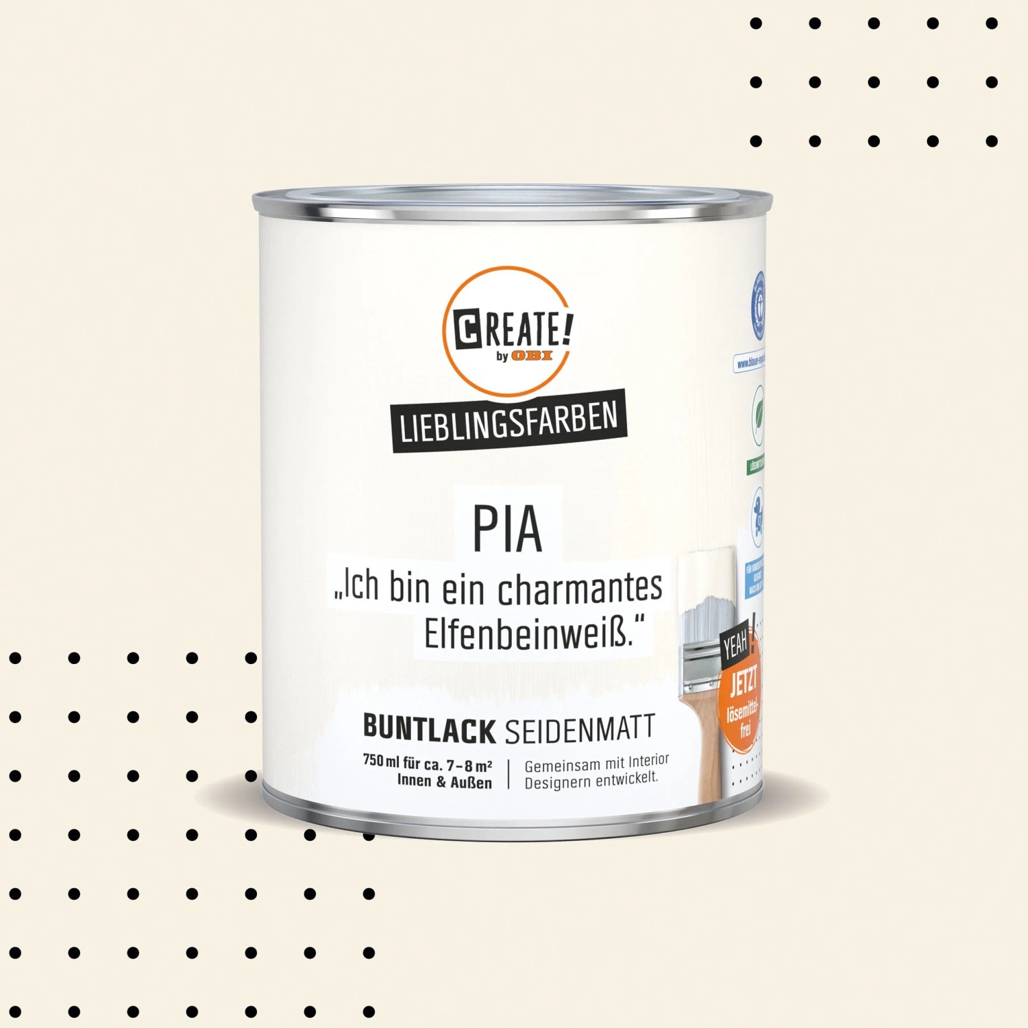 CREATE! by OBI Buntlack Lieblingsfarbe Pia Elfenbeinweiß Seidenmatt 0,75,