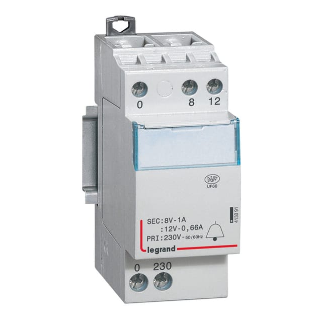 Legrand 413091 Transformator für Klingel – 230 V / 12–8 V – 8 VA – 2 Mod