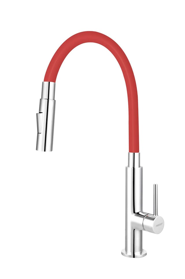 Novaservis - Ferro - Küchenarmatur mit flexiblen Brause mit Umschalter, 2 Düsen, rot/chrom 70730,0CV
