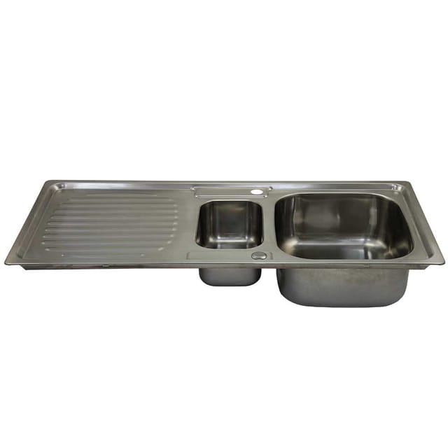 MonsterShop Küchenspüle – Edelstahl, wendbar, 1,5 Schüssel, 105x18x50 cm