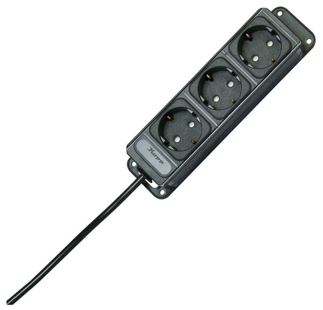Kopp - 127015013 Steckdosenleiste 3fach Anthrazit Schutzkontakt 1 St.